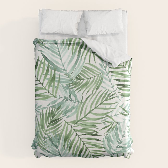 Watercolor palm leaves pattern Duvet Cover Gallery Image 1