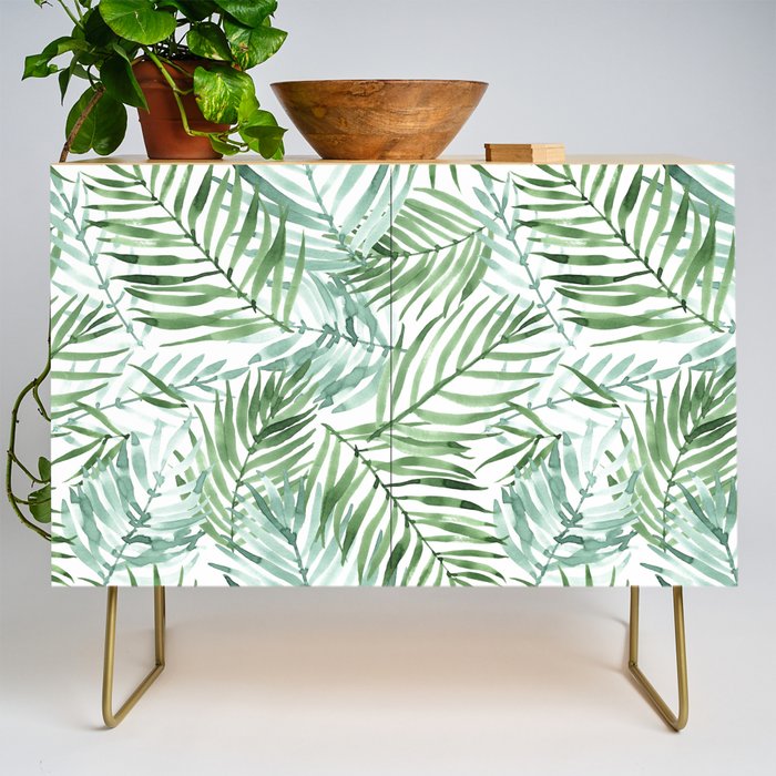 Watercolor palm leaves pattern Credenza Gallery Image 1