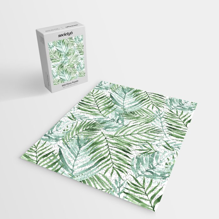 Watercolor palm leaves pattern Jigsaw Puzzle Gallery Image 2