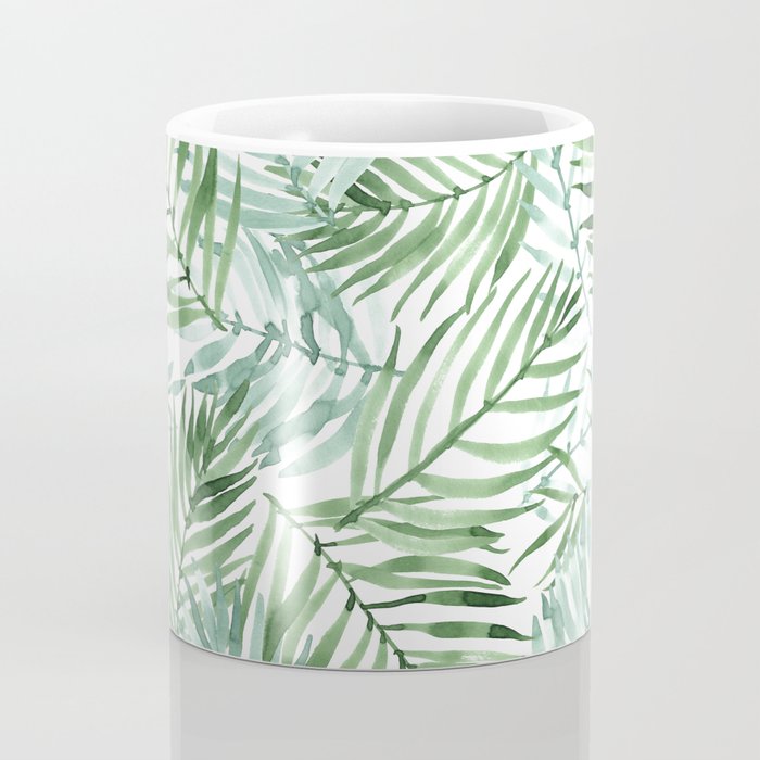 Watercolor palm leaves pattern Coffee Mug Gallery Image 4