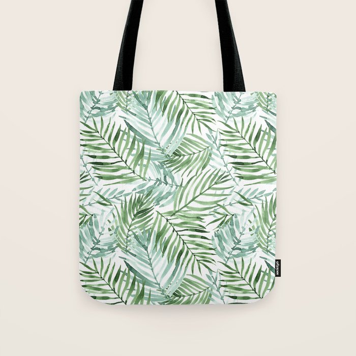 Watercolor palm leaves pattern Tote Bag Gallery Image 1