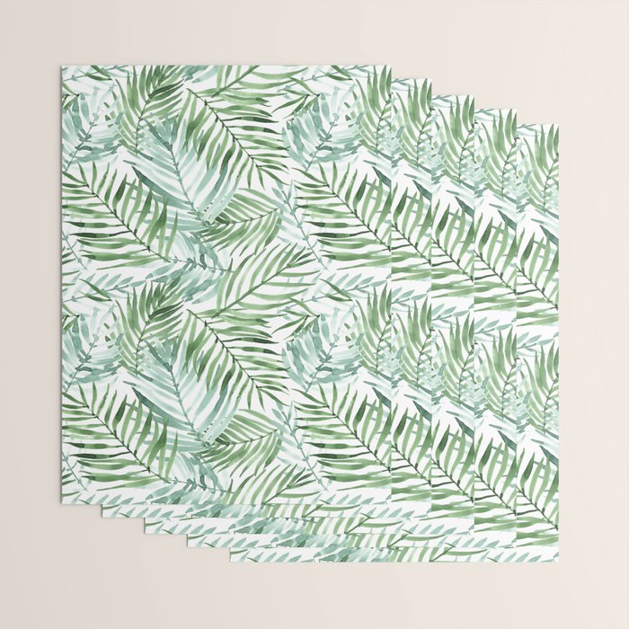 Watercolor palm leaves pattern Wrapping Paper Gallery Image 3