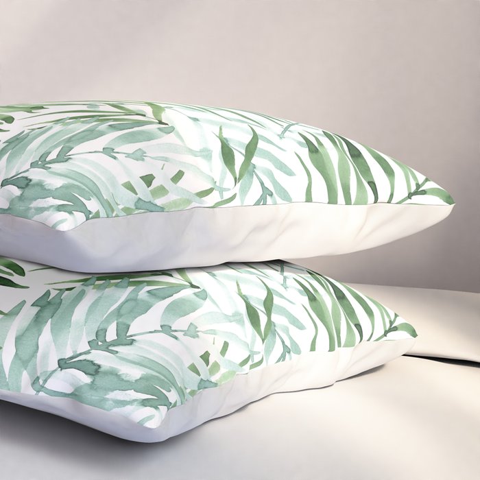 Watercolor palm leaves pattern Pillow Sham Gallery Image 3
