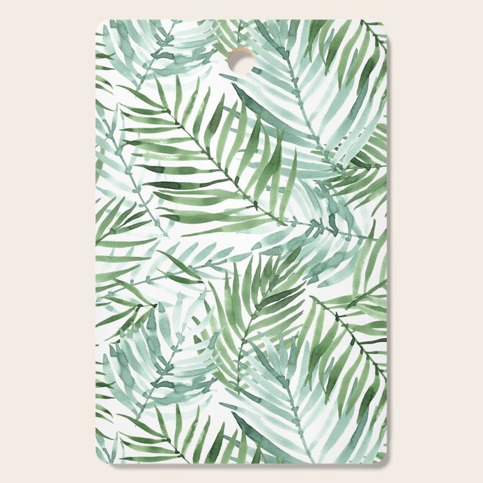 Watercolor palm leaves pattern Cutting Board Gallery Image 1
