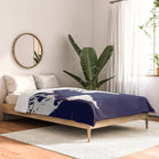 Navy blue and cream world map, "Austin" Comforter Gallery Image 2