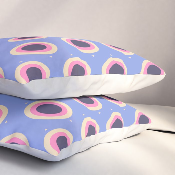 Geometric Mid century Modern blue abstract Pillow Sham Gallery Image 3