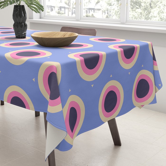 Geometric Mid century Modern blue abstract Tablecloth Gallery Image 3