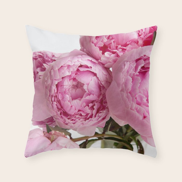 Blush Pink Peonies Throw Pillow Gallery Image 6