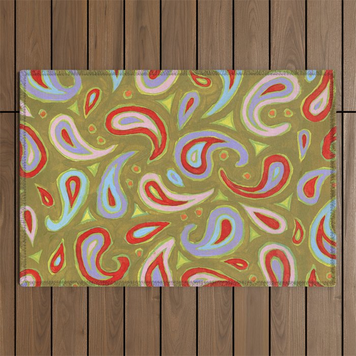 Painted Paisley Outdoor Rug Gallery Image 1