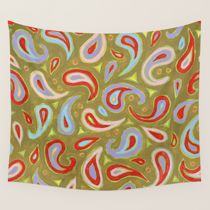 Painted Paisley Wall Tapestry Gallery Image 1