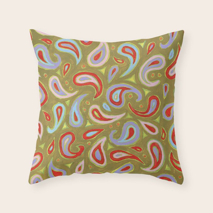 Painted Paisley Throw Pillow Gallery Image 6