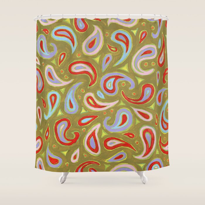 Painted Paisley Shower Curtain Gallery Image 1