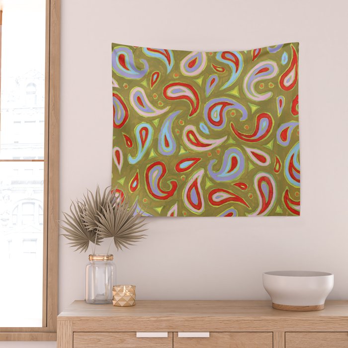 Painted Paisley Wall Tapestry Gallery Image 2