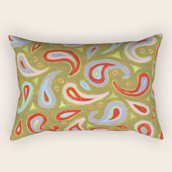 Painted Paisley Rectangular Pillow Gallery Image 2