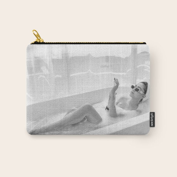 How to live, die, & stay cool in L.A. - Young woman in sunglasses taking a bath black and white photograph - photography - photographs Carry All Pouch Gallery Image 1