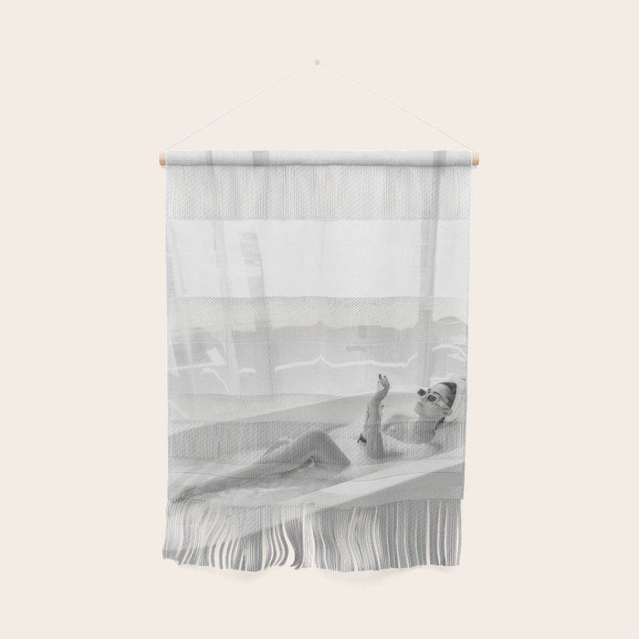 How to live, die, & stay cool in L.A. - Young woman in sunglasses taking a bath black and white photograph - photography - photographs Wall Hanging Gallery Image 1