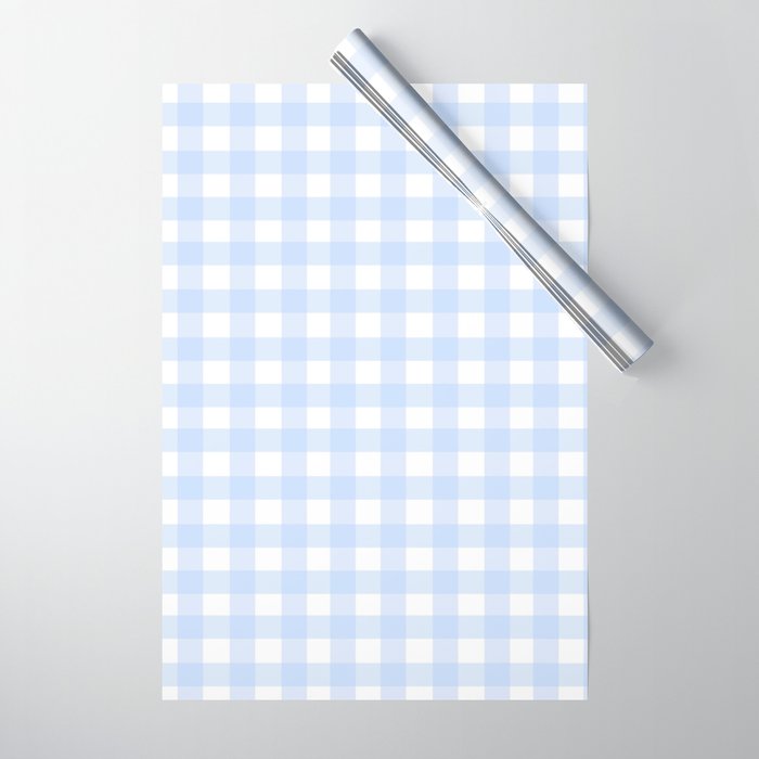 Light blue Gingham ,checkered ,buffalo ,plaid pattern Wrapping Paper Gallery Image 1