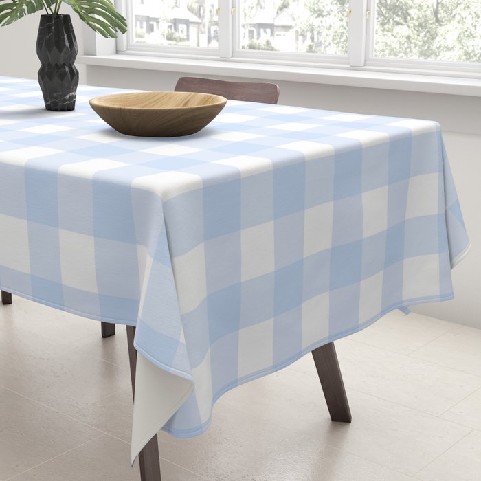 Light blue Gingham ,checkered ,buffalo ,plaid pattern Tablecloth Gallery Image 3
