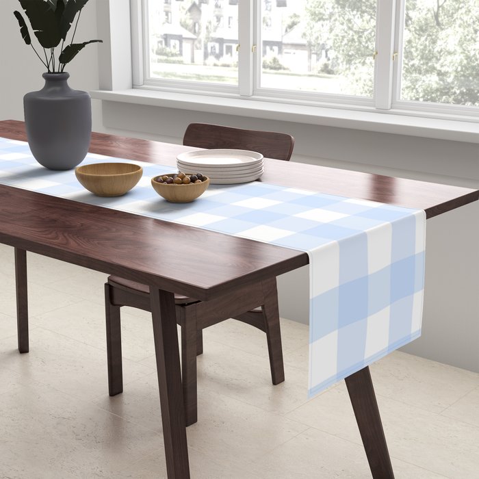 Light blue Gingham ,checkered ,buffalo ,plaid pattern Table Runner Gallery Image 2