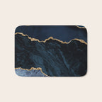 Navy Blue Gold Agate Geode Stone Jewel Pattern Bath Mat Gallery Image 1