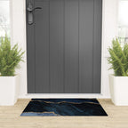 Navy Blue Gold Agate Geode Stone Jewel Pattern Welcome Mat Gallery Image 3