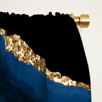 Navy Blue Gold Agate Geode Stone Jewel Pattern Window Curtain Gallery Image 2