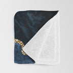 Navy Blue Gold Agate Geode Stone Jewel Pattern Throw Blanket Gallery Image 3