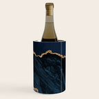 Navy Blue Gold Agate Geode Stone Jewel Pattern Wine Chiller Gallery Image 1