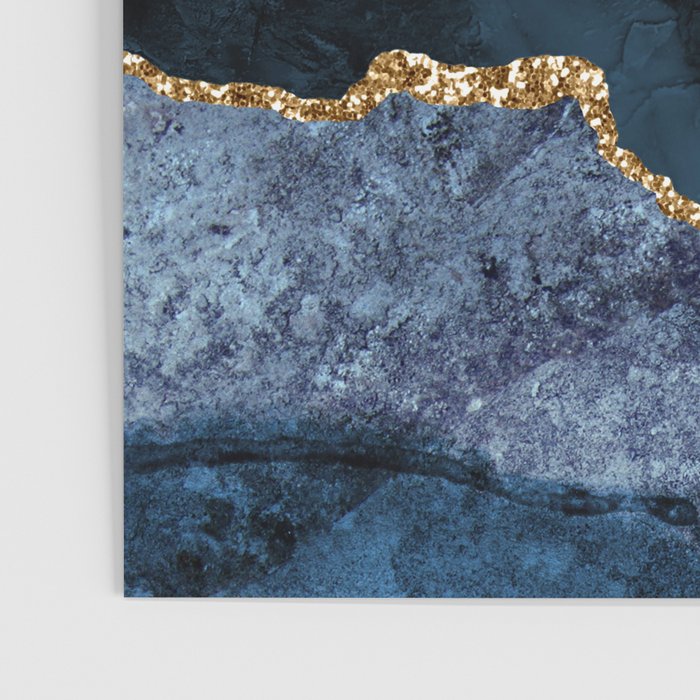 Navy Blue Gold Agate Geode Stone Jewel Pattern Poster Gallery Image 3