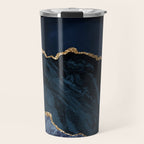 Navy Blue Gold Agate Geode Stone Jewel Pattern Travel Mug Gallery Image 1