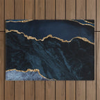 Navy Blue Gold Agate Geode Stone Jewel Pattern Outdoor Rug Gallery Image 1