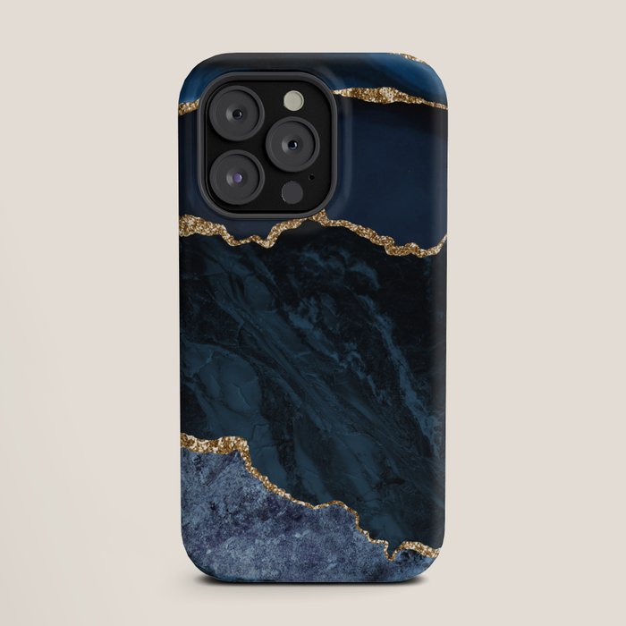 Navy Blue Gold Agate Geode Stone Jewel Pattern iPhone Case Gallery Image 19