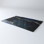 Navy Blue Gold Agate Geode Stone Jewel Pattern Rug Gallery Image 3