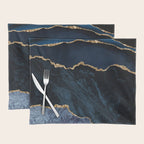Navy Blue Gold Agate Geode Stone Jewel Pattern Placemat Gallery Image 1