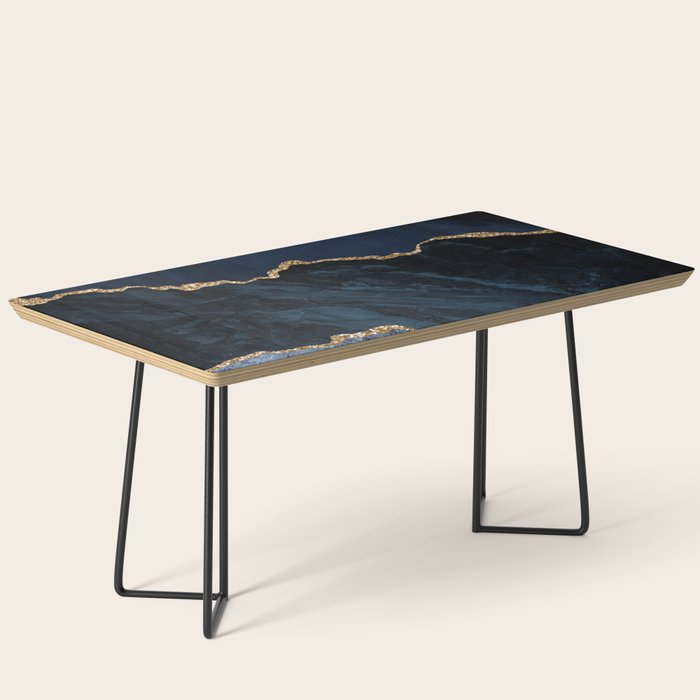 Navy Blue Gold Agate Geode Stone Jewel Pattern Coffee Table Gallery Image 1