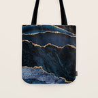 Navy Blue Gold Agate Geode Stone Jewel Pattern Tote Bag Gallery Image 1