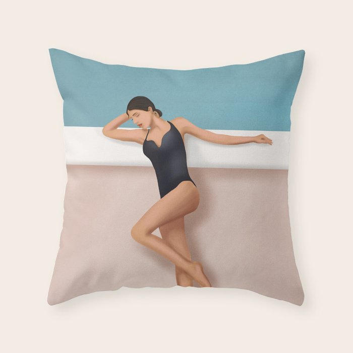 At the pool Throw Pillow Gallery Image 1