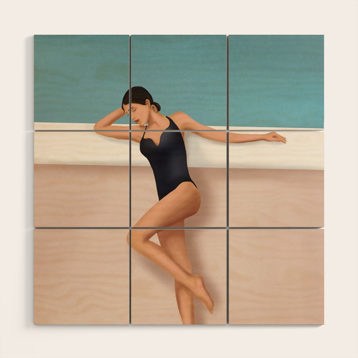 At the pool Wood Wall Art Gallery Image 1