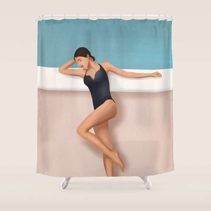 At the pool Shower Curtain Gallery Image 1