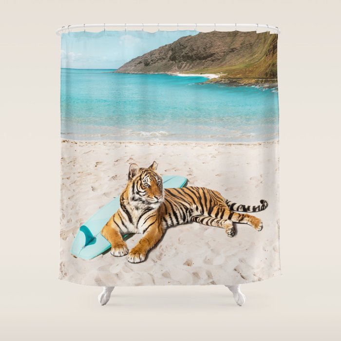 Tiger's Surf Beach Shower Curtain Gallery Image 1