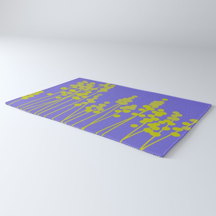 Hello Spring! Baby Green Retro Plants on Summer Purple Lilac #decor #society6 #buyart Rug Gallery Image 3