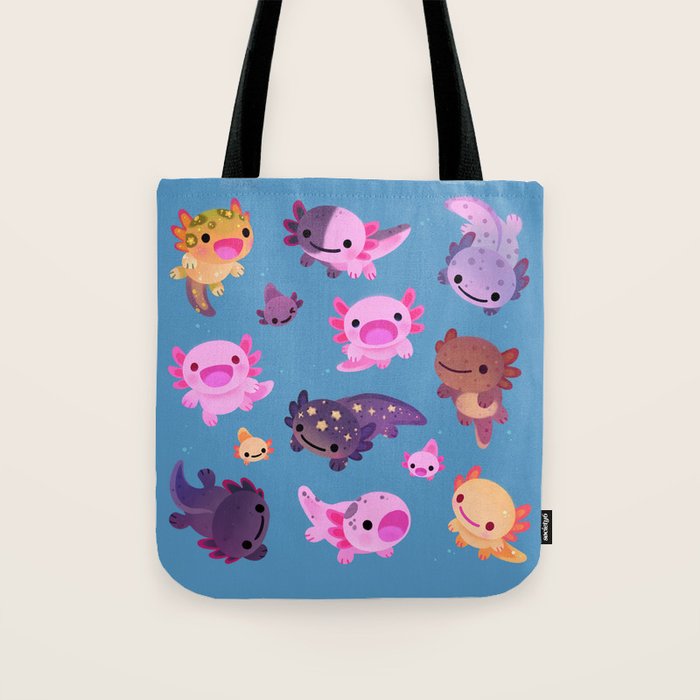 Happy axolotl - blue Tote Bag Gallery Image 1