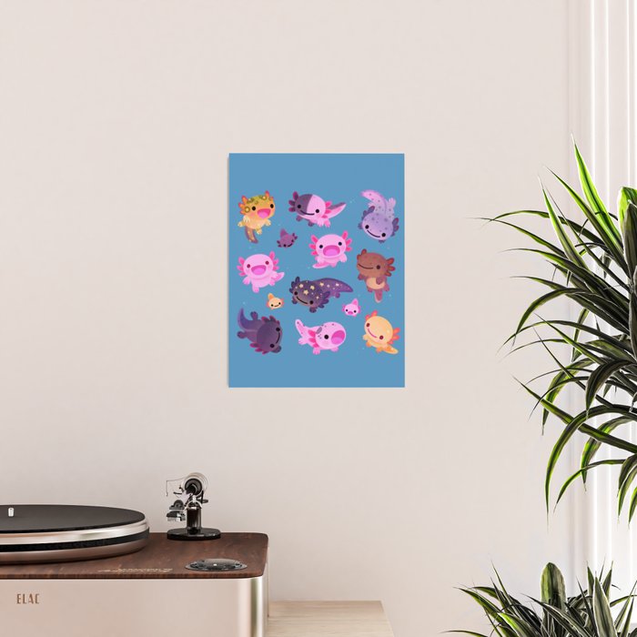 Happy axolotl - blue Poster Gallery Image 2