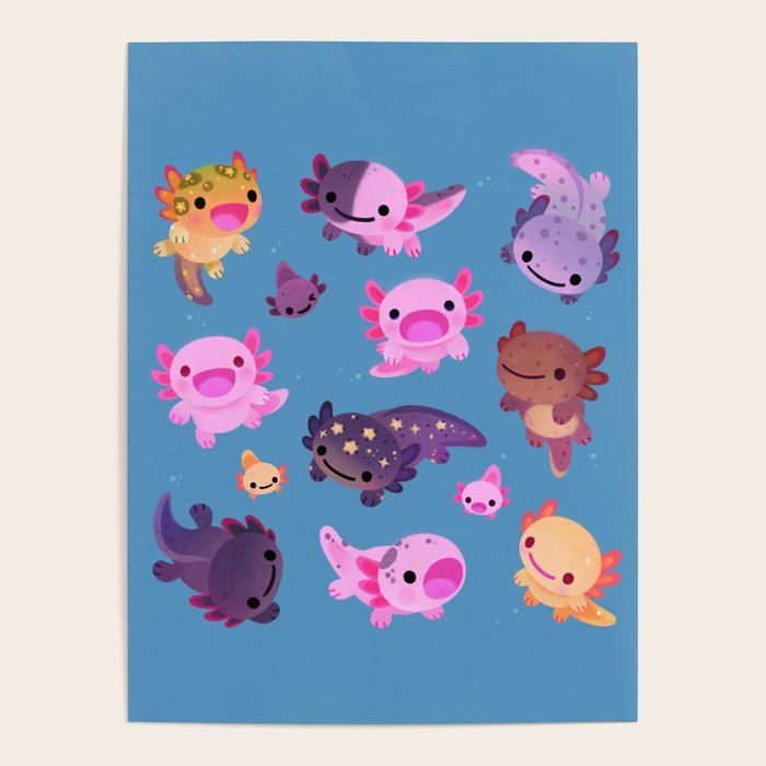Happy axolotl - blue Poster Gallery Image 4