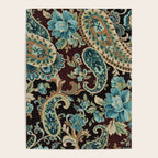 Brown Turquoise Paisley Floral Poster Gallery Image 4