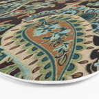 Brown Turquoise Paisley Floral Bath Mat Gallery Image 3