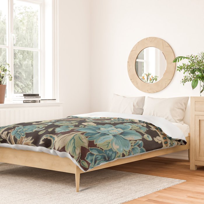 Brown Turquoise Paisley Floral Duvet Cover Gallery Image 2
