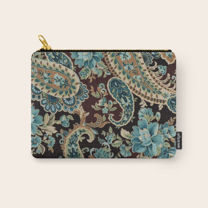 Brown Turquoise Paisley Floral Carry All Pouch Gallery Image 1