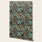 Brown Turquoise Paisley Floral Wallpaper Gallery Image 2