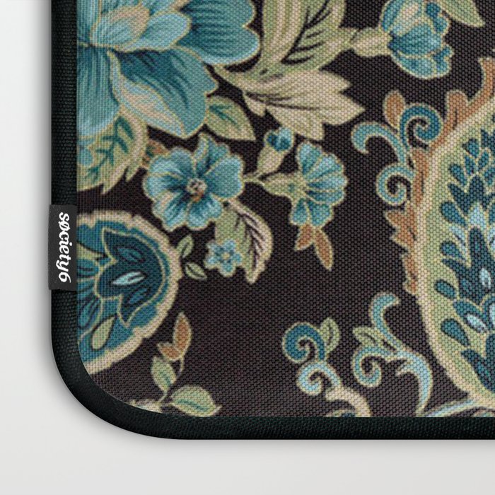 Brown Turquoise Paisley Floral Laptop Sleeve Gallery Image 3